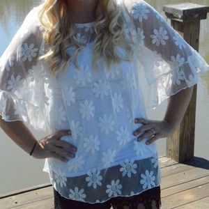 Size Large Beautiful Flowered See through Shirt!